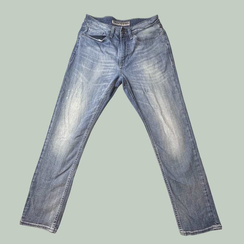 Express Jeans Mens 30x30 (30x28) Kingston Classic Fit Slim Leg Blue Faded Denim